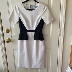 ANTONIO MELANI Navy Blue and White Midi Dress Size 0 Business Casual Spring